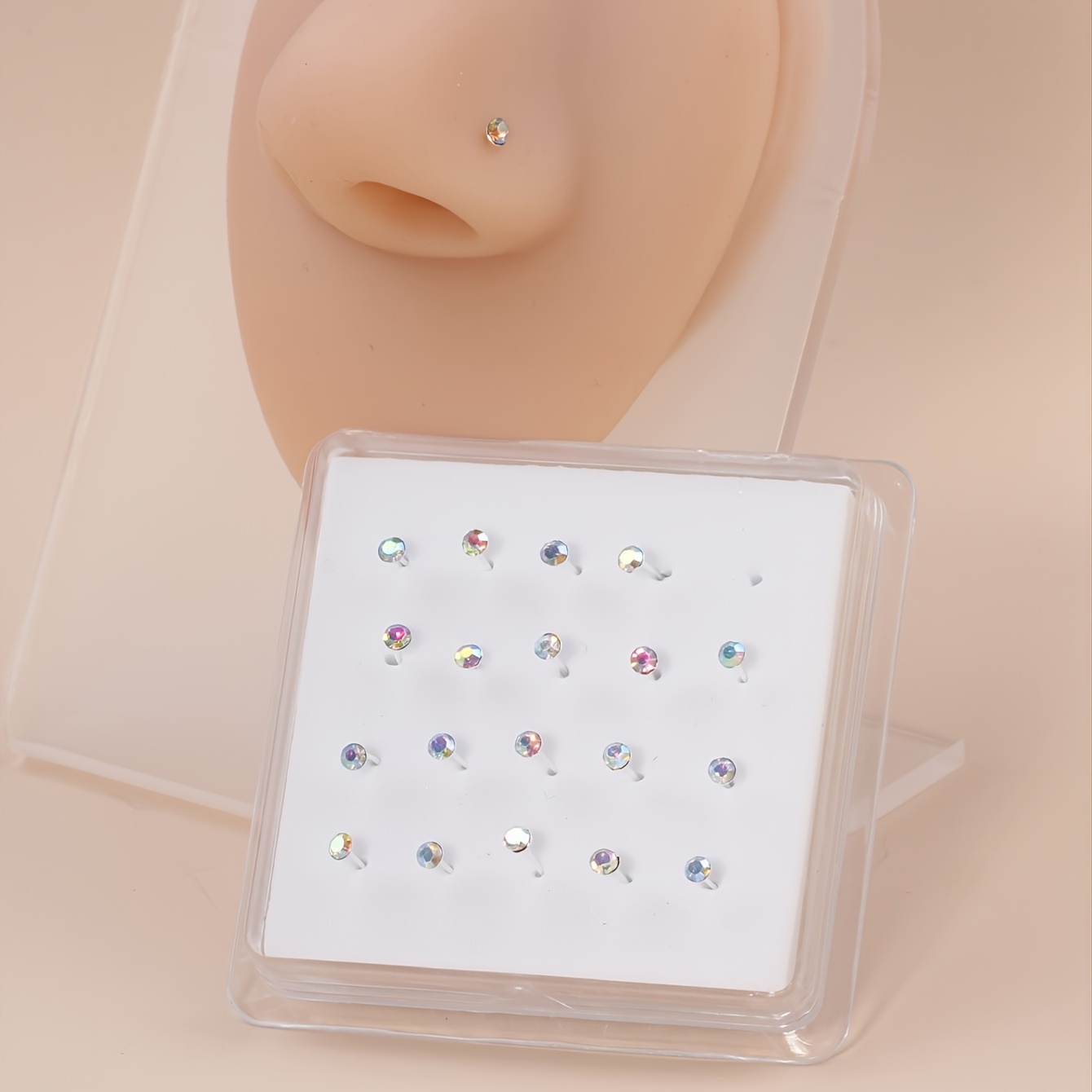 

20- Set, Unisex Piercing Jewelry, Hypoallergenic, Synthetic Zirconia, Copper, No Required, & , For & , , Hitizzy