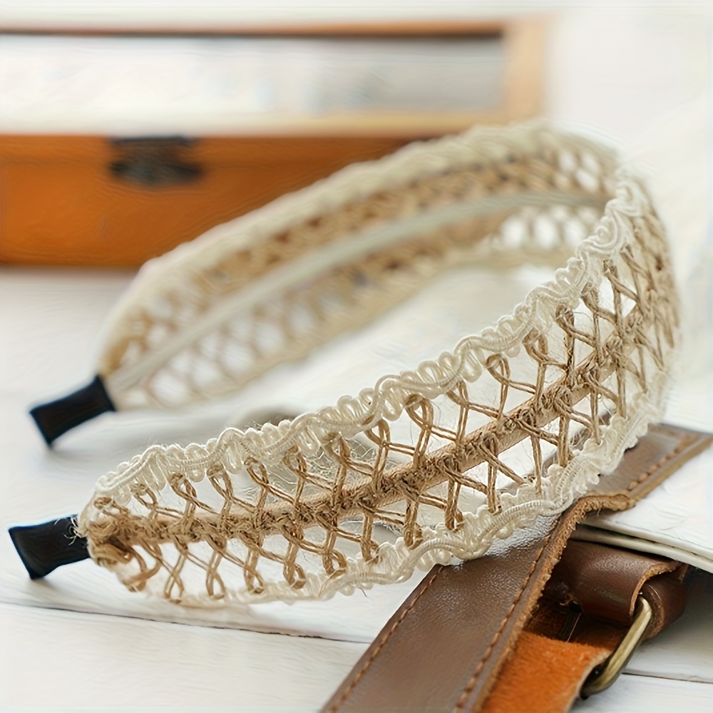 Vintage Boho Twisted Lace Headband, Hollow-out Woven Thin Headband, Elegant Women' Headband, Stylish Accessory Suitable For