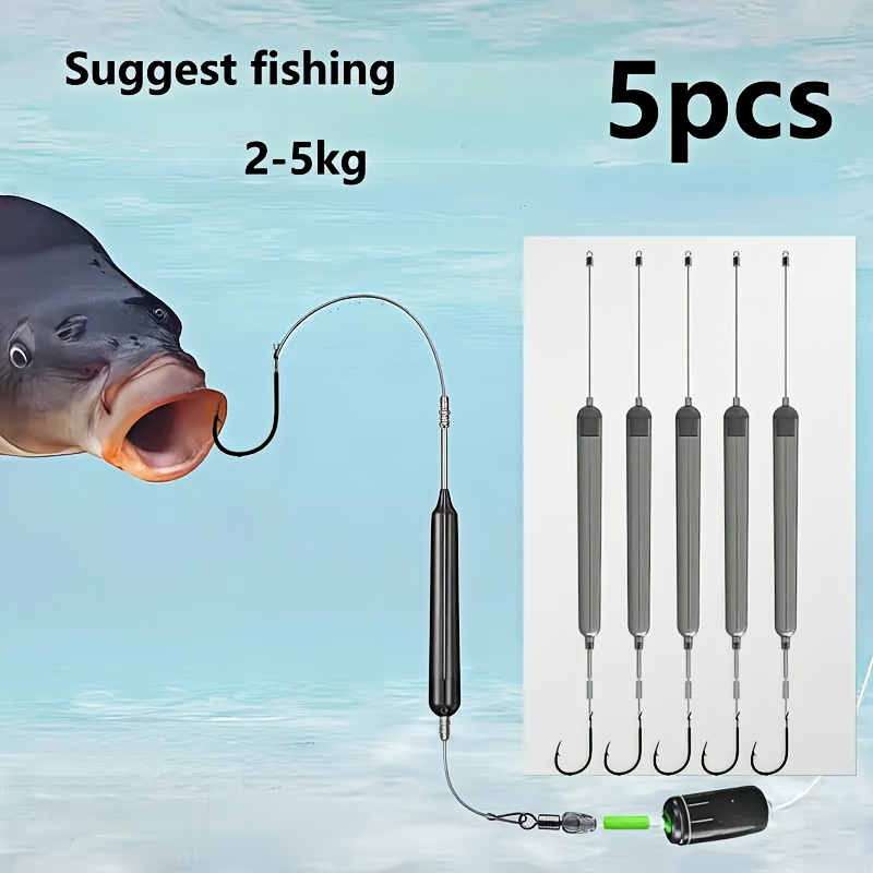 Image of 5pcs Bottom Hook Floating Bait Set, Anti-hanging Bottom, Ultra-sharp High Penetration, Suitable For Freshwater And Sea Fishing, Corrosion Resistant, Fishing Tool Additions, Equipment For Beginners And