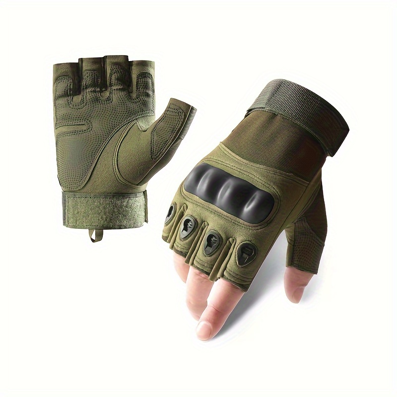 TEMU Hard Knuckle Half Finger Gloves For Riding