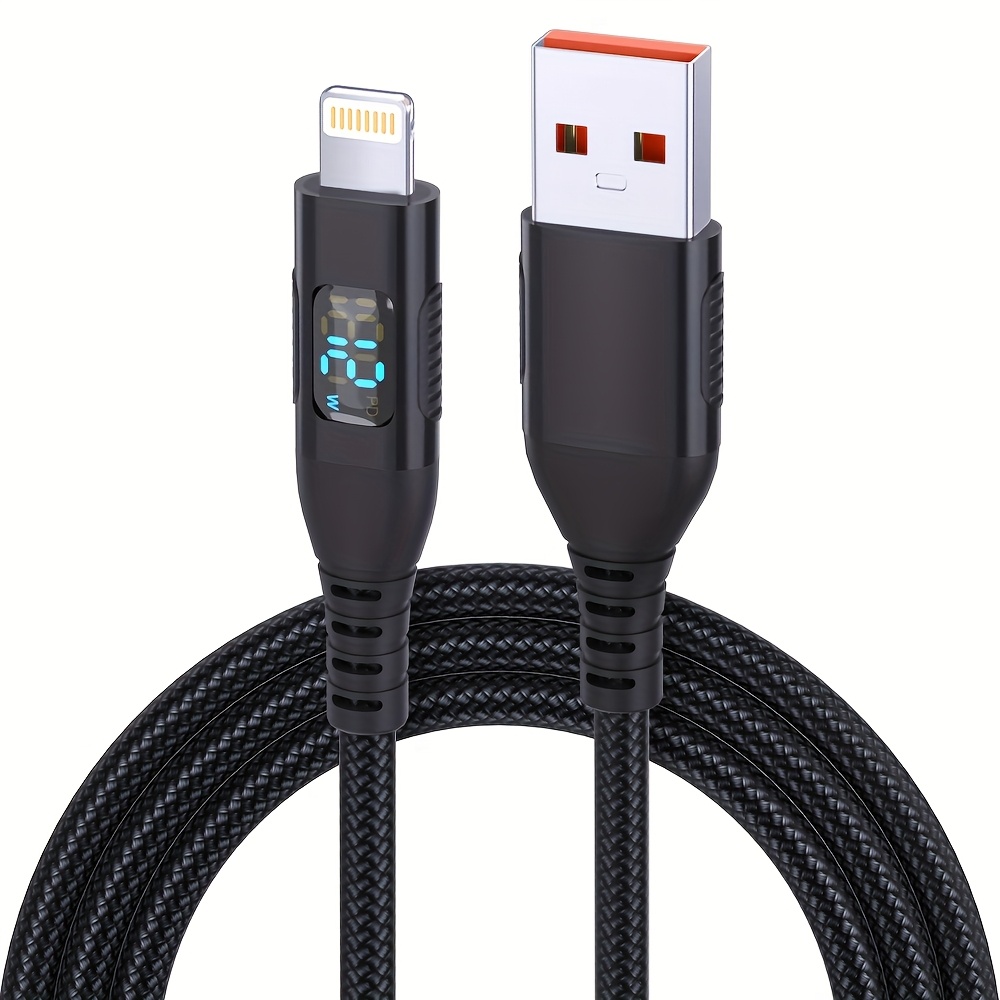 1pc/2pcs For Iphone Charger Cable, Black Nylon Braided Data Cable For Fast Charging And Data Transfer Fast Charging For Iphone 14 13 12 11 Pro Max Xr Xs X 8 7 6 Plus Ipad, Etc