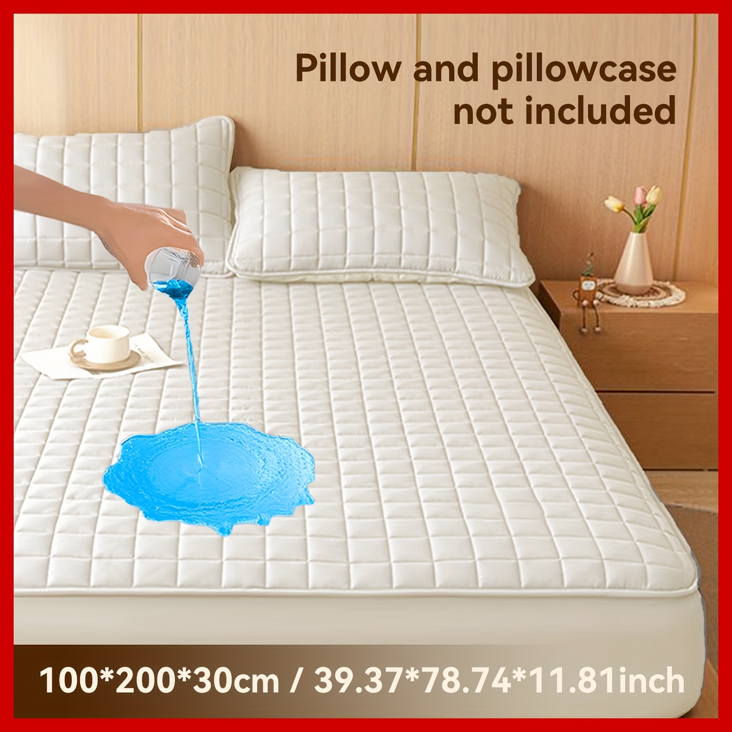TEMU 1pc Waterproof Mattress Protector, Reusable Underpads For Incontinent Elderly People, Solid Color Fitted Sheet Bedding Cover, Minimalist