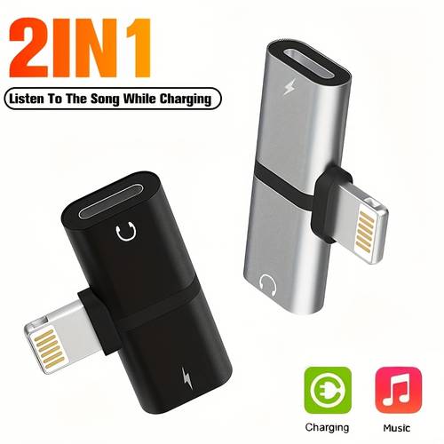 2 in 1 lightning dual to audio jack and charger adapter audio charge for iphone 14 13 12 11 pro max ipad tech gift for tech enthusiasts