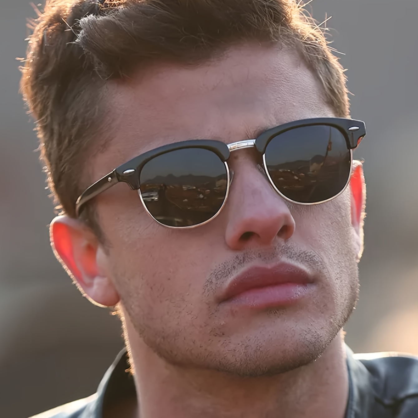 

1pc Metal Frame Men's Glasses, Retro Driving Outdoor Casual Glasses