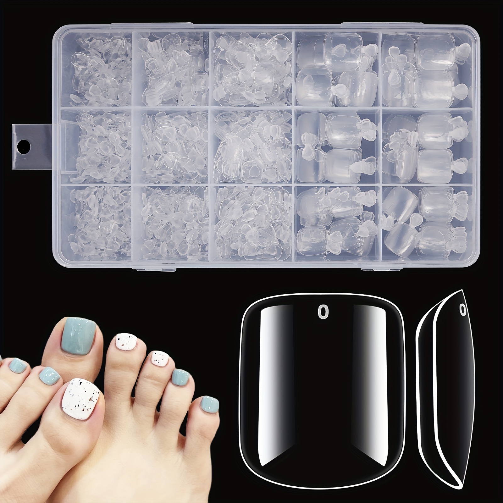 

960pcs Soft Gel Toenail Tips Fake Toenails Acrylic Clear Toenail Sizes Full Coverage Fake Toenail Gel Tips Transparent Press On Nails, Summer Toe Tips Suitable For Home Diy Shop