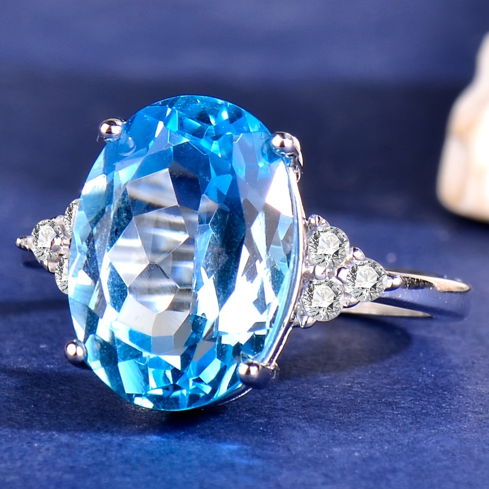Women's Natural Topaz Adjustable 925 Sterling Silver Ring