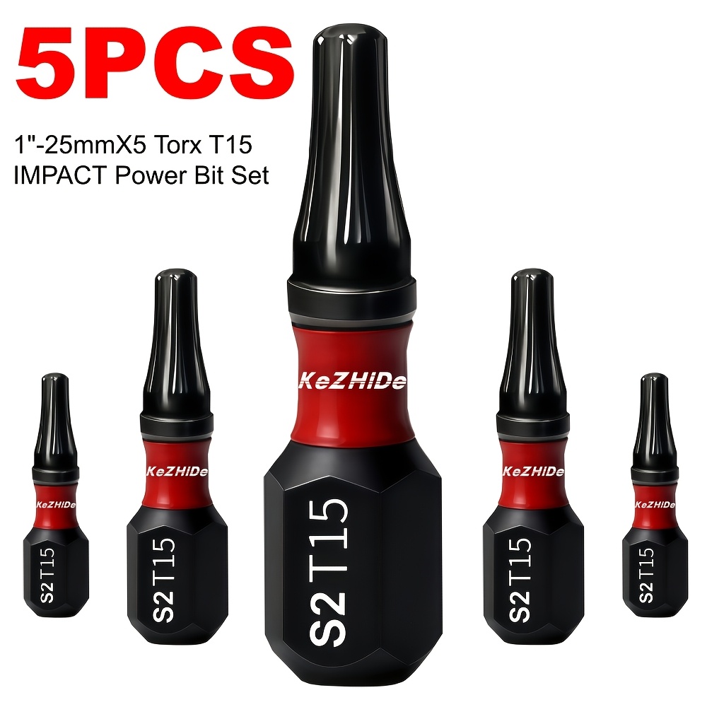 Kezhide 5/10/15/20pcs T15 1in.25mm Torx #15 Screwdriving Power Bits