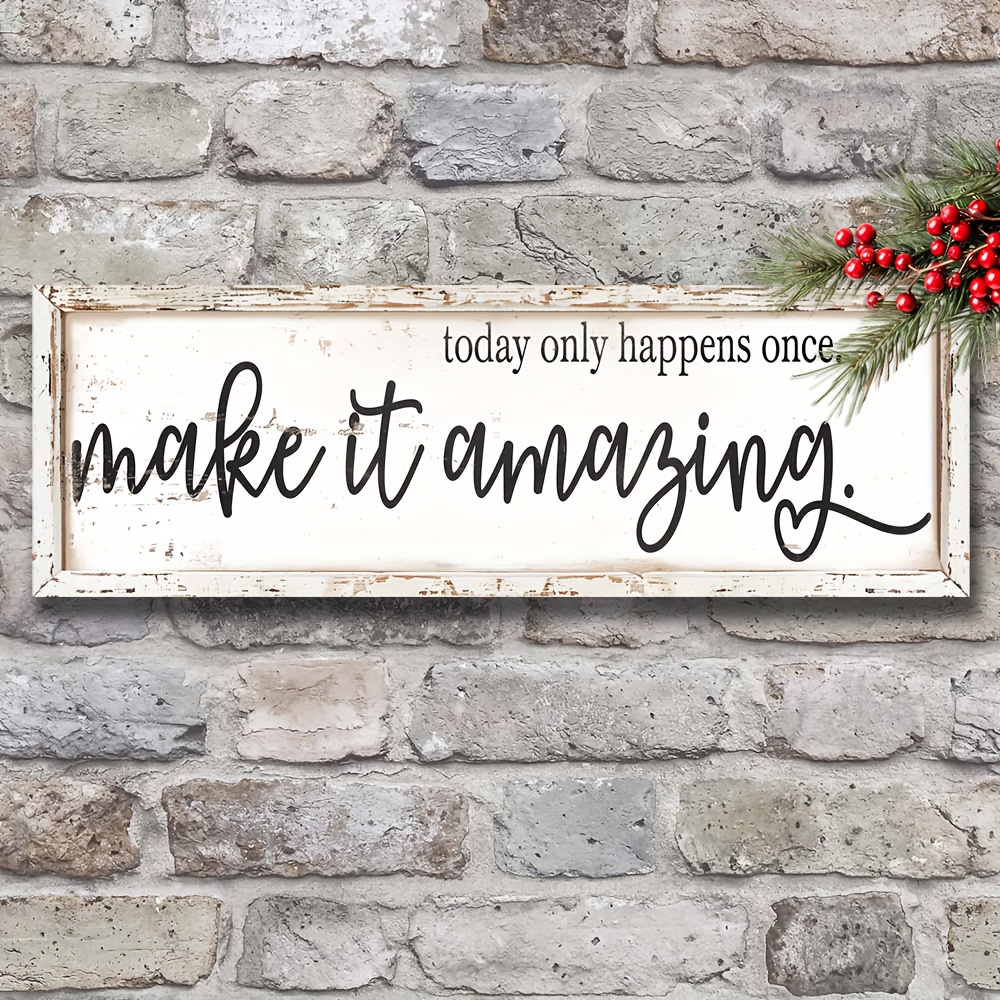 

Rustic Wooden Inspirational Sign " Amazing" - Vintage Wall Hanging Decor, Farmhouse Porch Bedroom Art, Unique Holiday Gift, English Text, No Electricity Needed, Multipurpose Manufactured Wood