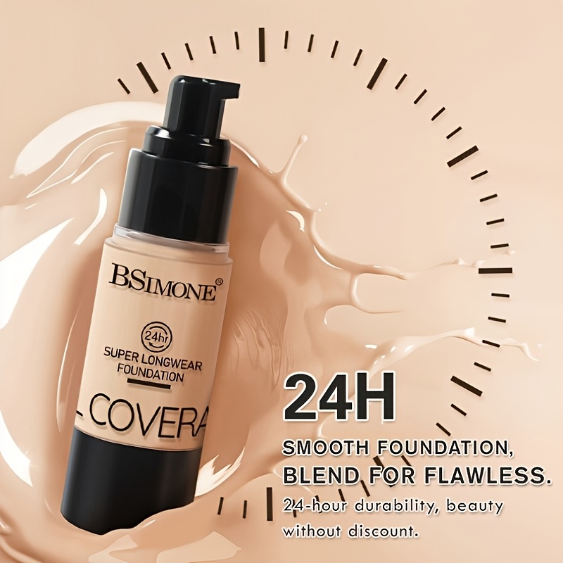 BSIMONE 1pc 24-Hour Long-Lasting Liquid Foundation, Professional Base Makeup, Sweat-Proof and Smudge-Proof, Strong Concealing Power, Easy to Apply, Minimizes Pores Without Feeling Heavy, Suitable for Dry, Oily, and Sensitive Skin, Stage Makeup - Image 2