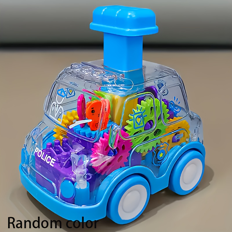 Image of 1pc Children Cartoon Transparent Gear Toy Car, Educational Pull Back Car Model, Boy And Girl Christmas Halloween Thanksgiving Birthday Gift (gear Color Random)
