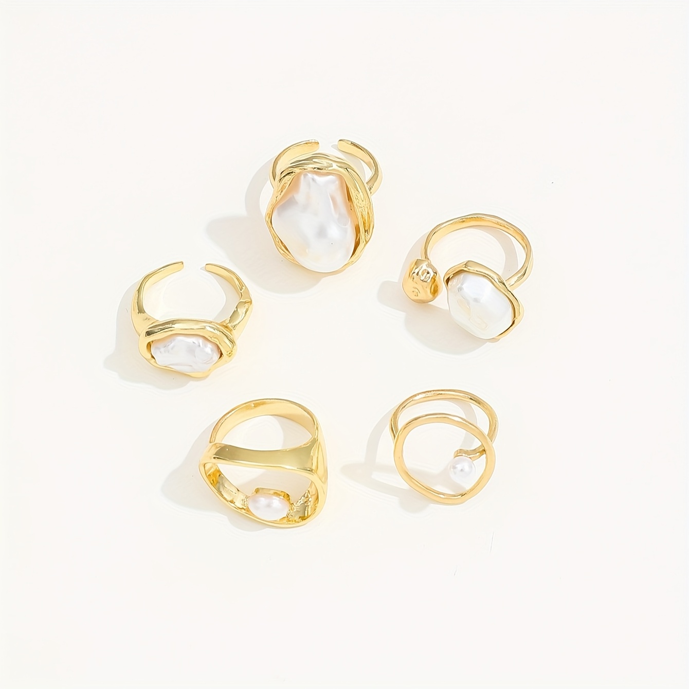 סט טבעות פנינים מלאכותיות מלוטשות בעבודת יד מסגסוגומי 5 יחידות מיוחדות: טבעות מובנות מיוחדות: טבעות מובנות מיוחדות, טבעות מובנות מיוחדות הענקת מתנות