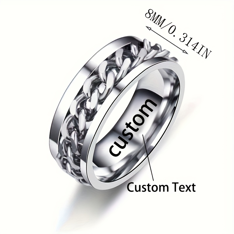 custom engraved letter and number birthday name ring rotating relax ring for men and women fashion jewelry suitable for   men and women Product details 5