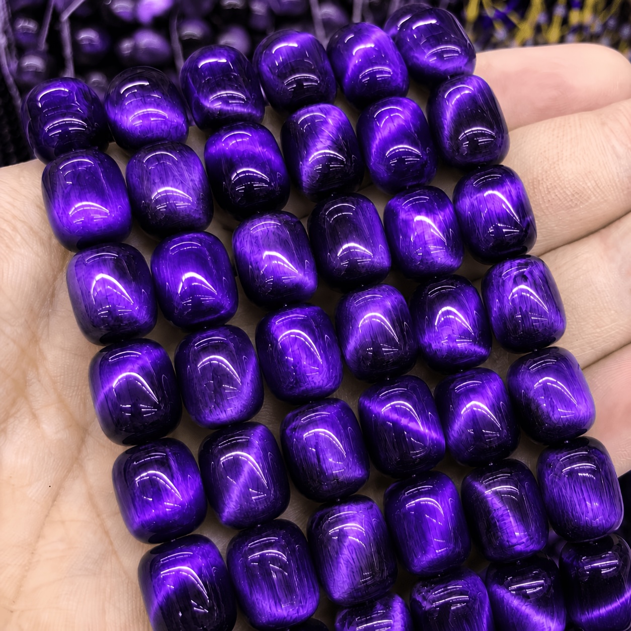 TEMU 30pcs Of Purple Eye Date-shaped Loose Beads, Made Of Glass. Suitable For Jewelry Diy Materials, Diy Bead Crafts, Handmade Diy, Decorative