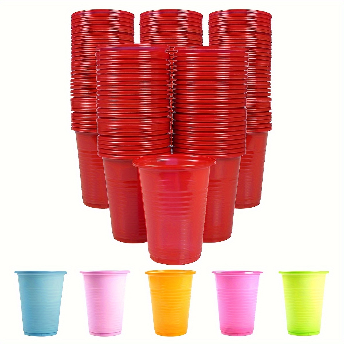 50 100 pack 7  plastic cups sturdy   disposable cups clear cups plastic cups for party indoor outdoor events beverage drinking cups
