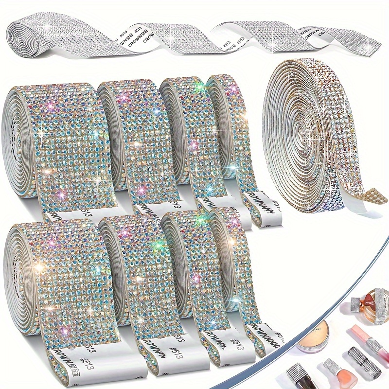 

Self-adhesive Crystal Rhinestone Ribbon, Bling Sparkle Trim Wrap For Diy Crafts, Wedding Home Decorations, Vase, Cosmetics Accessories