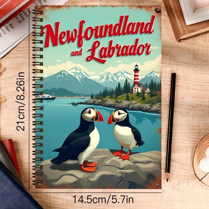 TEMU Vintage And Labrador Scenic A5 Spiral Notebook, Spiral 24-hole Binding, 50 Sheets 100 Pages, Office Meeting Records, Classroom Notes, Portable