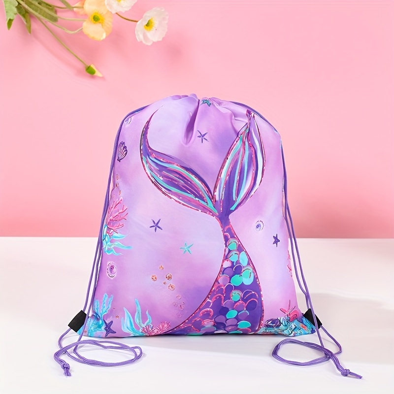 

1pc, Mermaid Drawstring Backpack, Polyester, Design, Multifunctional Adventure Sack, Birthday Party Favors, Outdoor Use, No Power Required