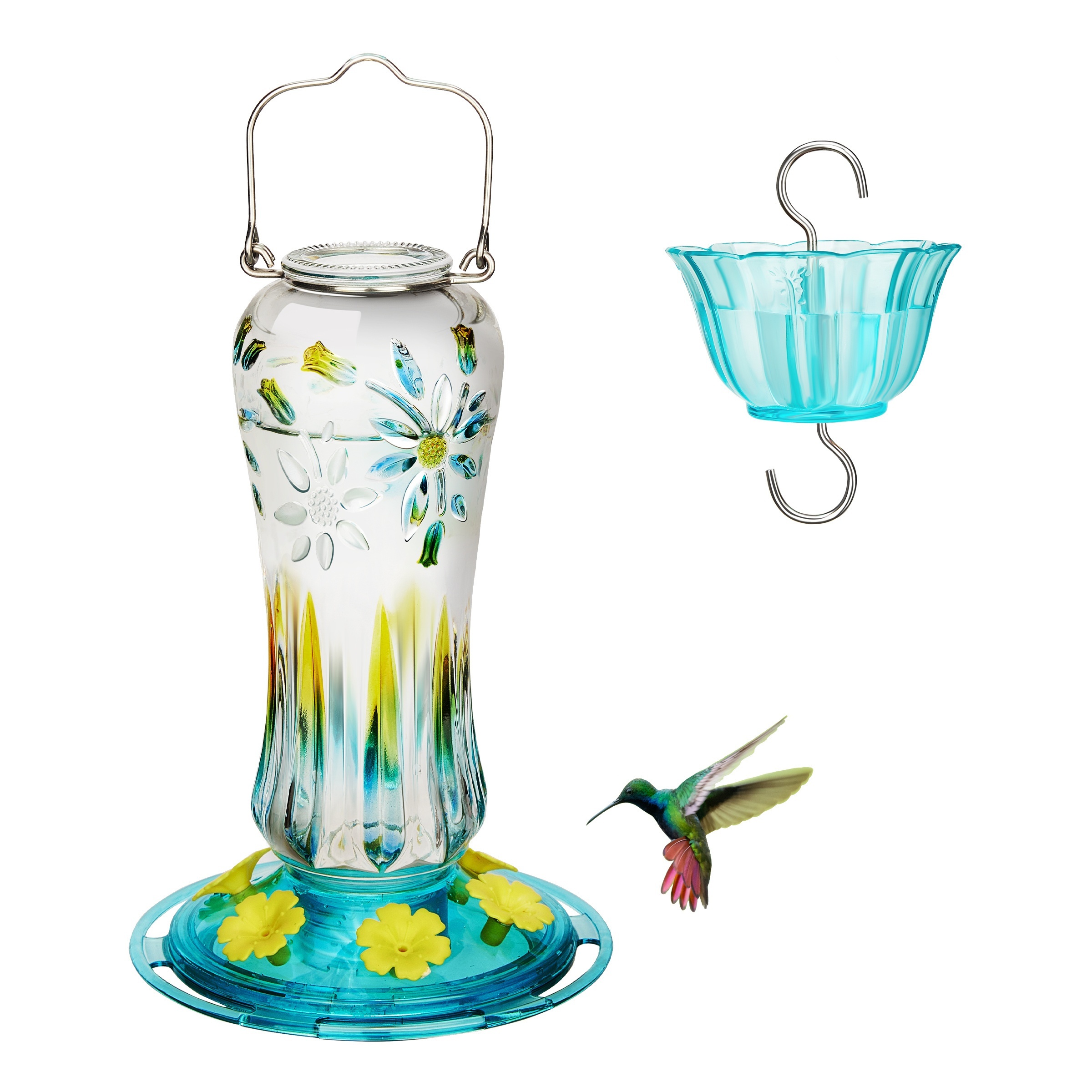 

Kingsyard Hummingbird Feeder For Outdoors Hanging, 25 Ounces, Glass Feeder With Ant Moat & 6 Feeding Ports, Leak Proof