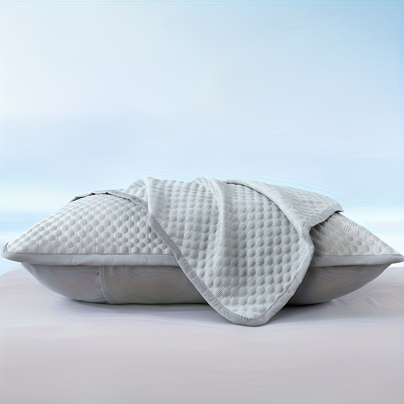 TEMU 2pcs Cooling Pillowcase - Soft, Breathable 100% Polyester Bedding For , Sky Blue And Pink, Elegant Pattern, Machine Washable