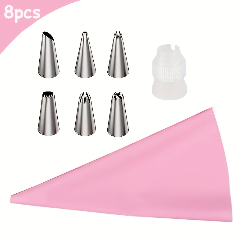 TEMU Set di 8 beccucci per decorare torte e dolci in acciaio inossidabile, confezione da 8, con convertitore per sac � poche, per biscotti e dolci da