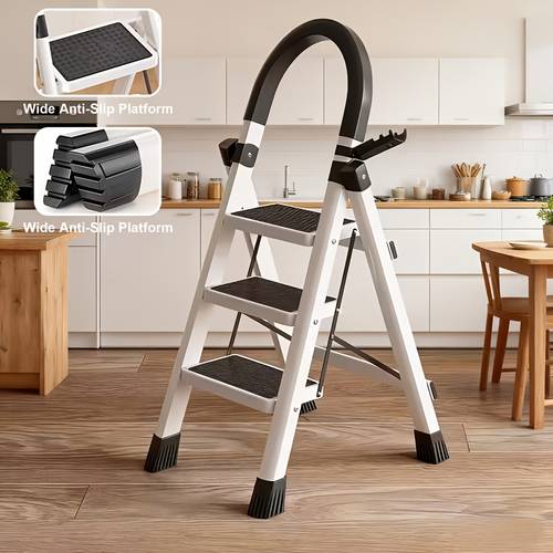 item picture 3 layer stainless steel folding step multi functional portable step with a wide anti slip platform lightweight durable easy to fold and convenient to carry suitable for home garage office bedroom