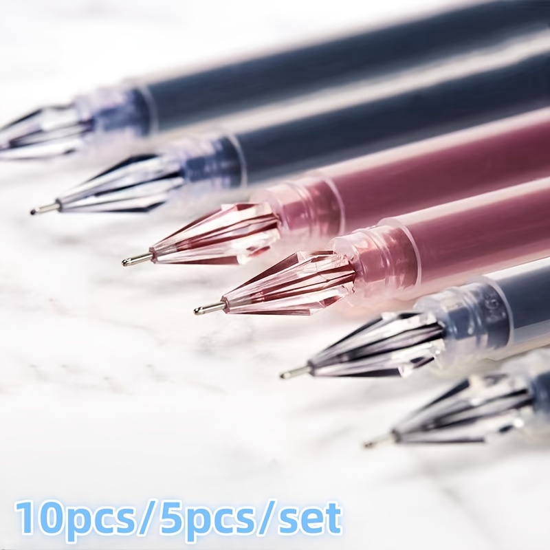 

10/5 Pack Fine Point Ballpoint Pens With Visible Ink Level, 0.38mm Tip, Plastic Stick Pens With Click-off Cap For Office, Business Signing, And Test Taking - Ages 14+