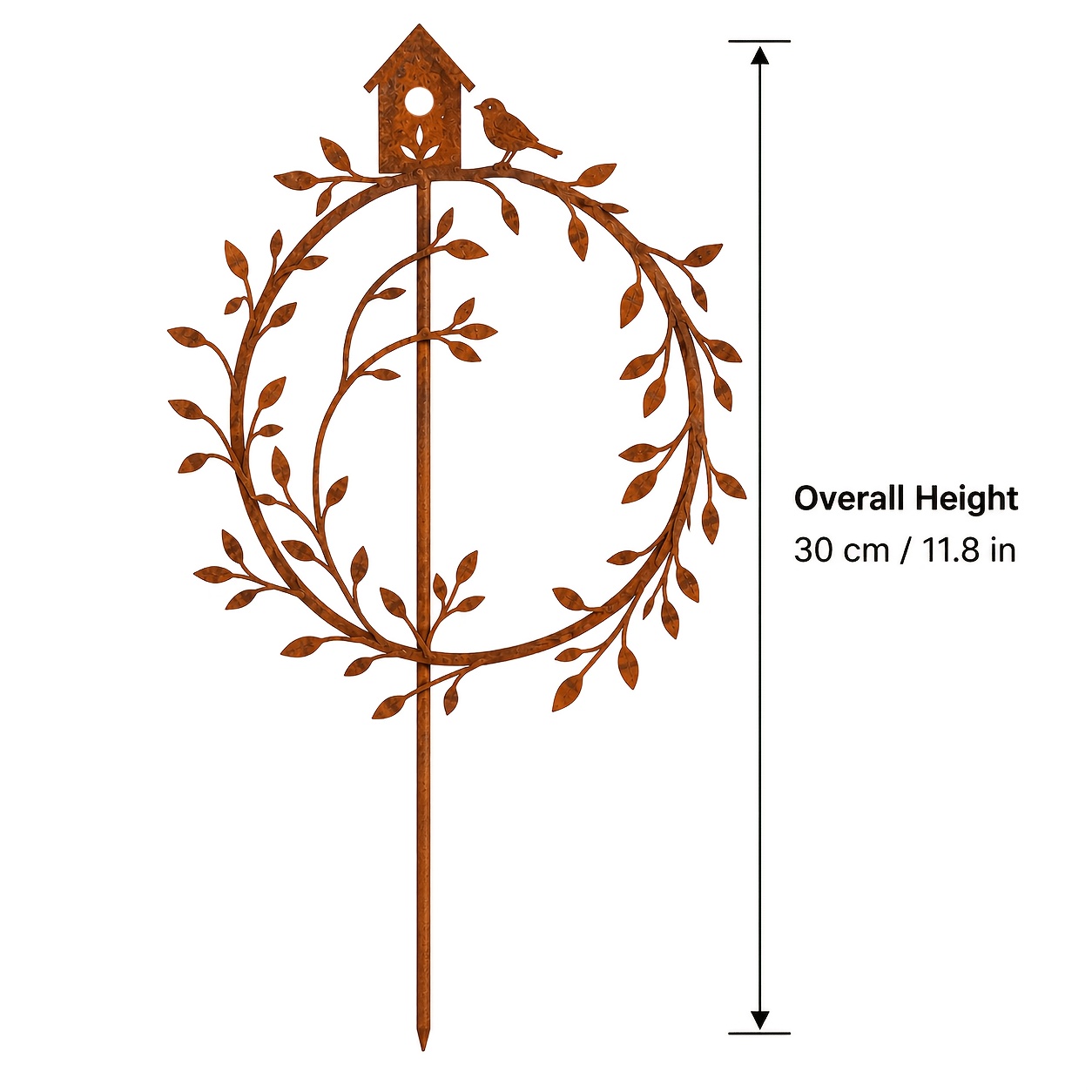 TEMU 1 Decorative Metal Potted Plant Climbing Frame, 11.8-inch Bird And Leaf-shaped Climbing Plant Support Stake, Rustic-style Trellis Suitable For