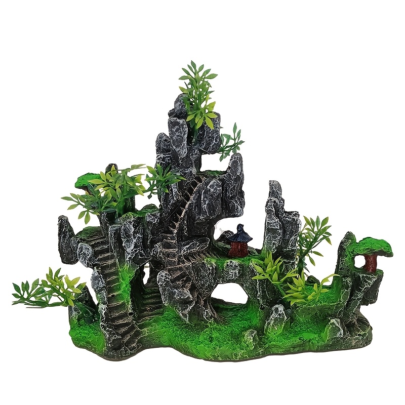 

Resin Aquarium Decoration, Fish Landscape Accessory With Miniature Plants And Hardscape