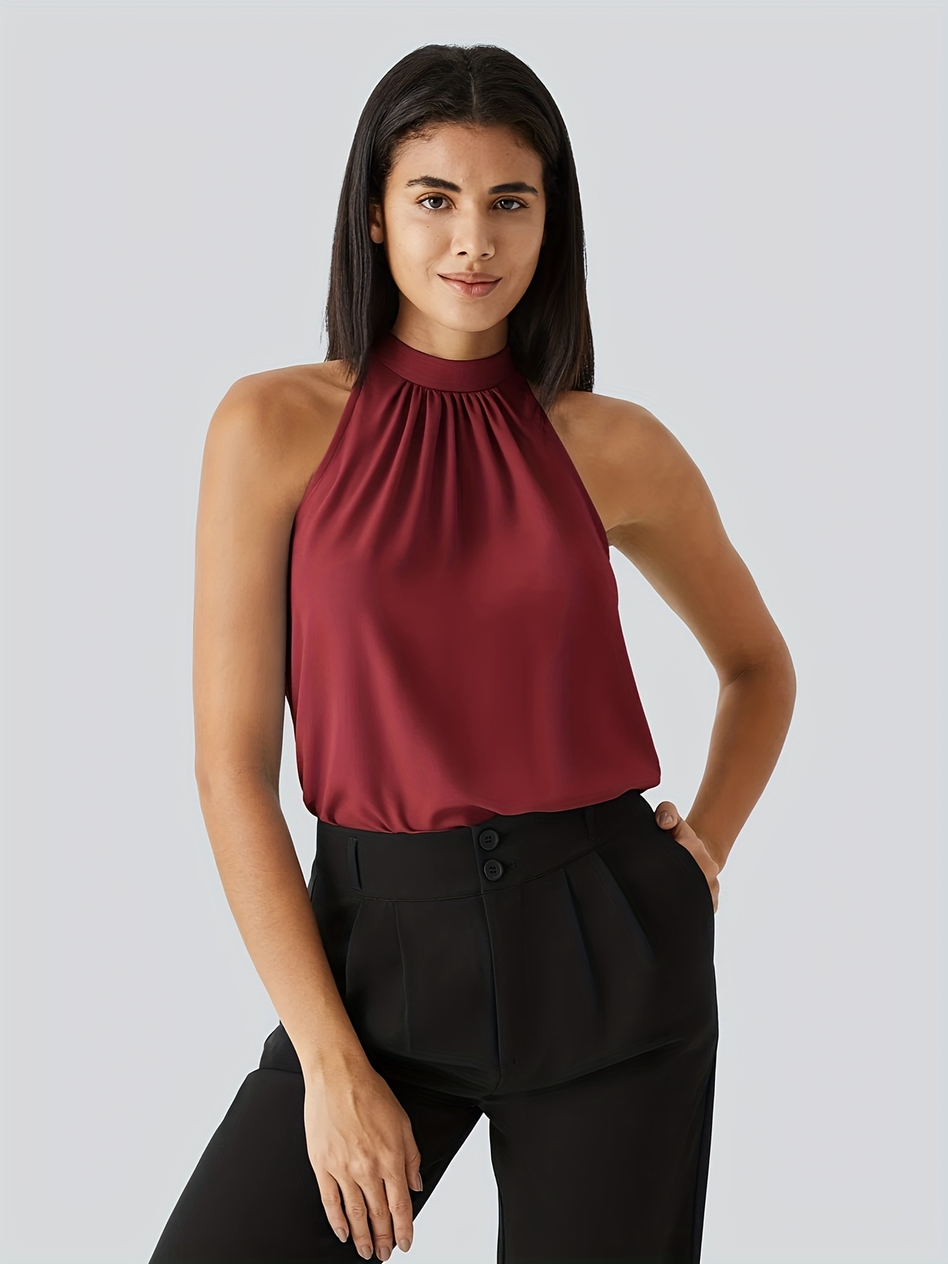 Blusas Elegantes Blusas Cuello Tipo Halter QOERLIN-camisetas Sin