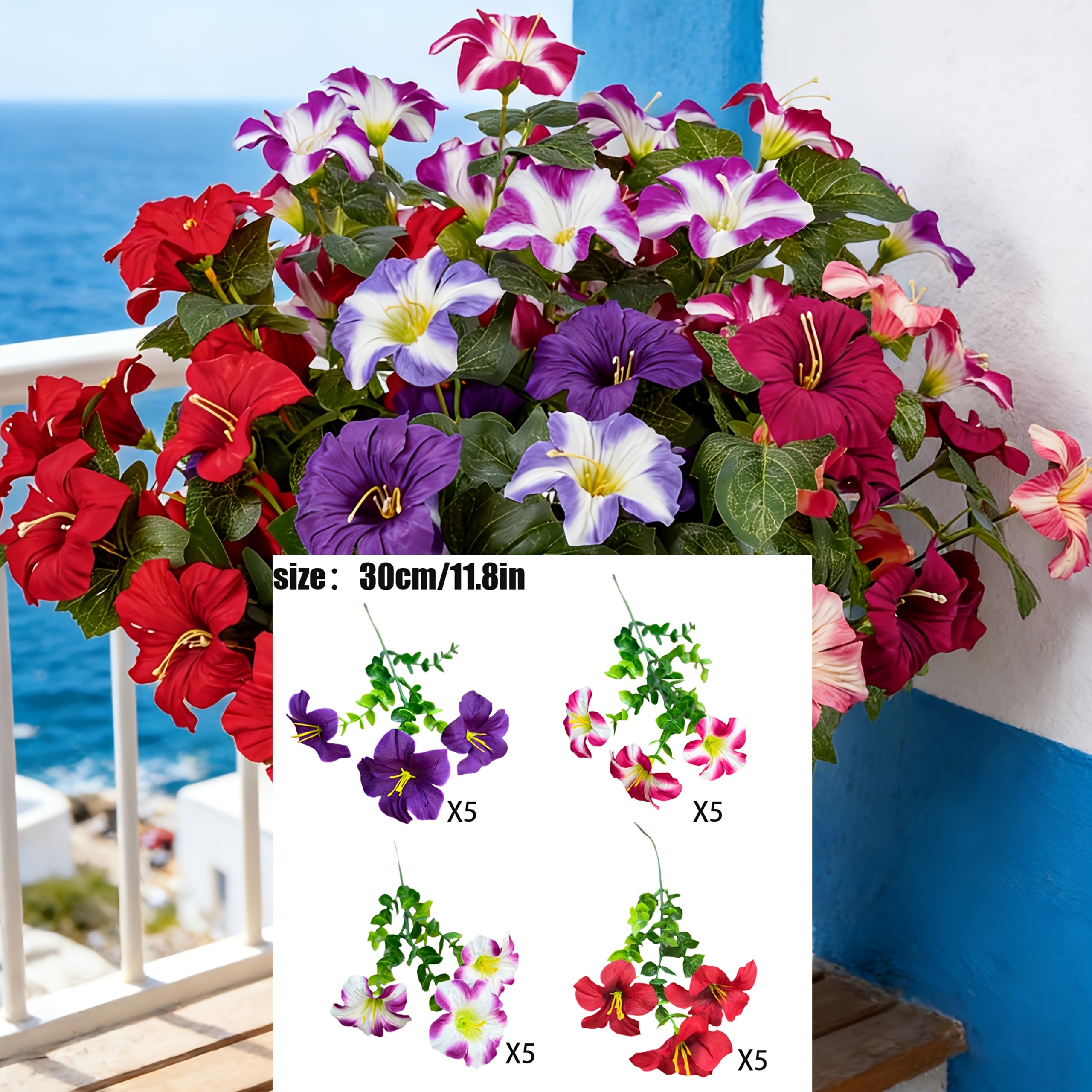 Image of 20pcs Artificial Flower Set For Outdoor Decoration, Spring Flowers, Suitable For Outdoor And Indoor Porch Planters, Front Door, Garden, Courtyard, Window Boxes, And Home Decor. Multiple Colors
