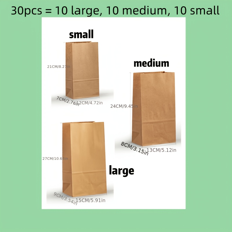 TEMU Lot de 30 sacs cadeaux en papier durable, 10 grands + 10 moyens + 10 petits. Fabriqués en matériau résistant, idéaux pour de cadeaux et le