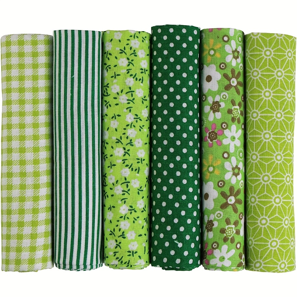 Image of 6pcs Of 50 X 50 Cm Cotton Fabric For Sewing And Quilting, Designs (color Tone - Green)
