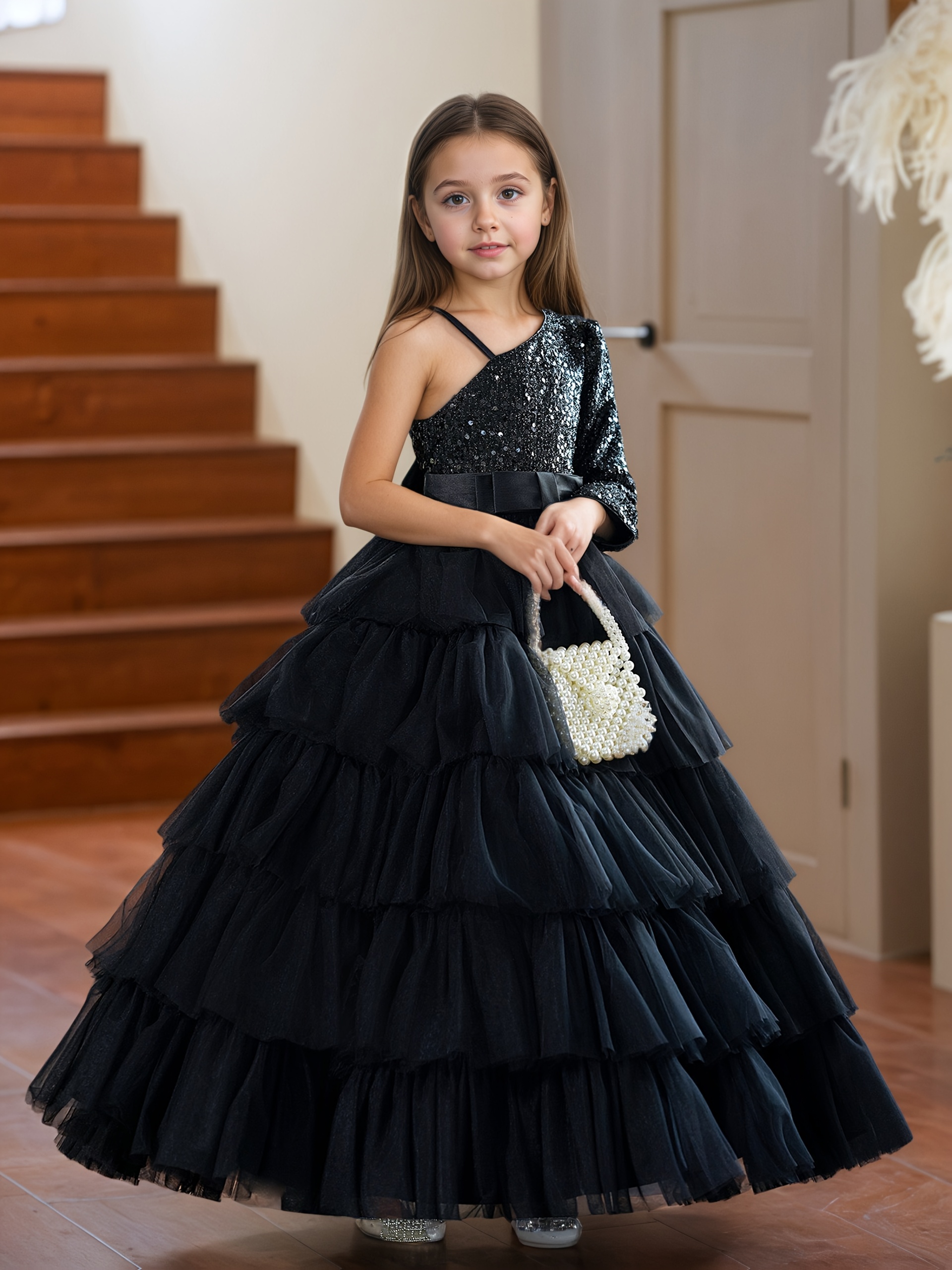 birthday birthday dress Baby Girl Silver Shimmery Princess Birthday Dress
