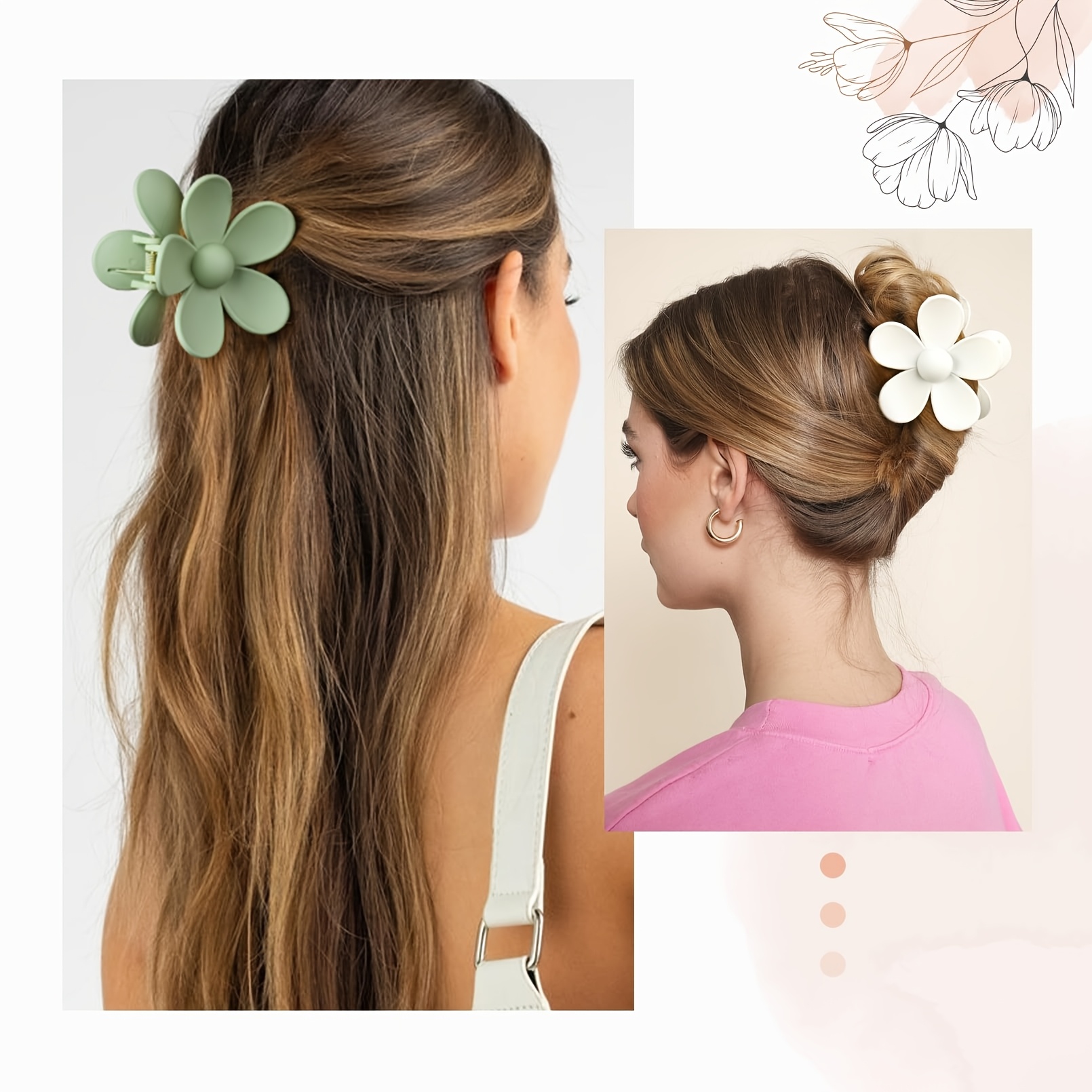 8pcs hair clip flower bridesmaid hair claw clips floral card