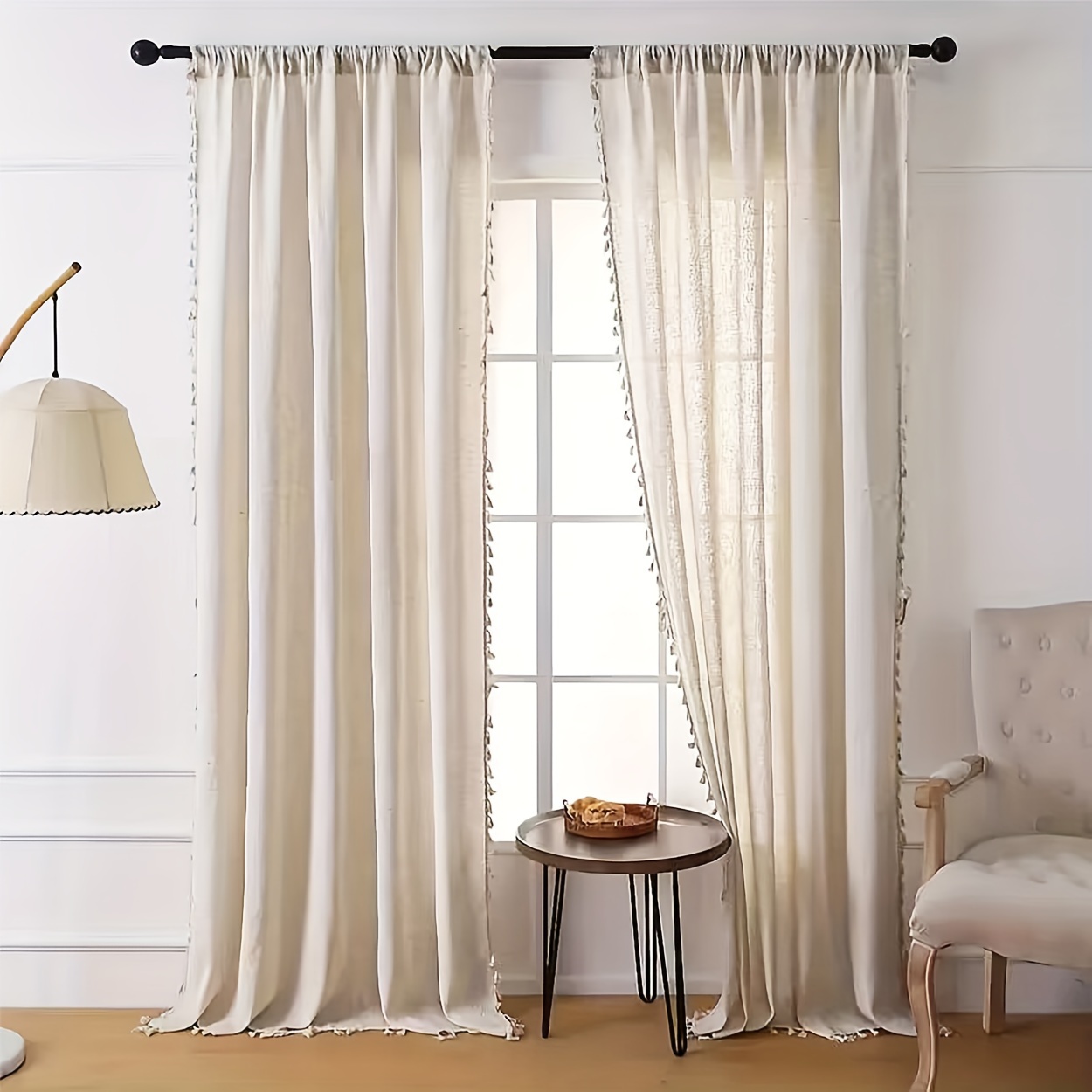 

1pc -filtering Curtain, 100% Polyester Yarn-dyed, Rod Pocket Top, Unlined, Woven Decorative For Bedroom, Living Room, Balcony, - , Theme