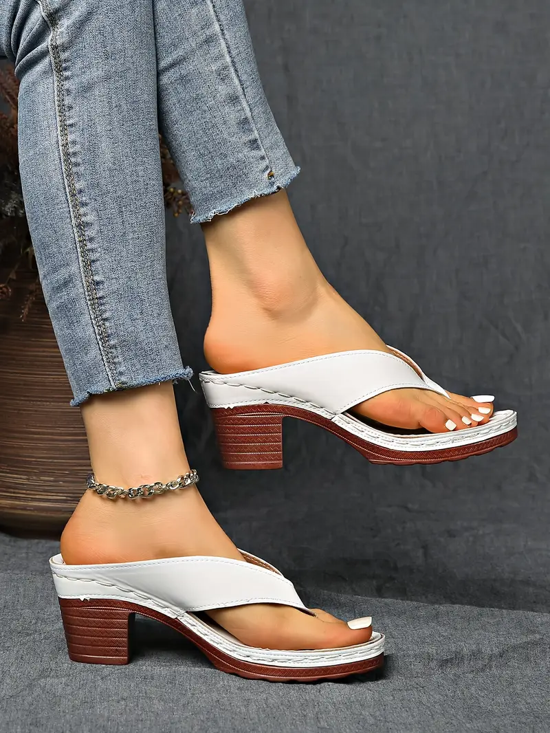 womens split toe wedge sandals slip on block heel synthetic cover upper rubber sole elegant open toe design for casual formal occasions sandals for wide feet durable insole versatile footwear stylish footwear able footwear office wear details 23