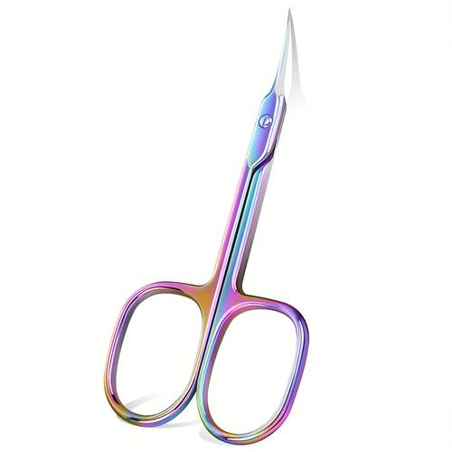 curved stainless steel cuticle scissors colorful square handle