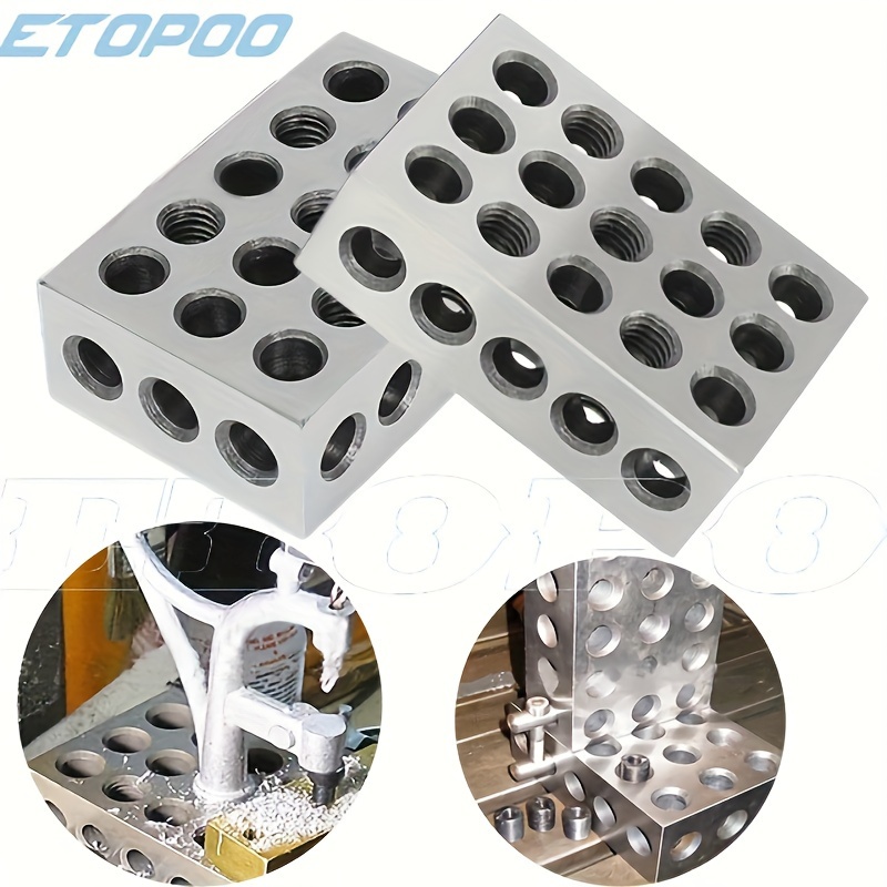 

2pcs Etopoo Precision Clamping Blocks - 1-3" Metric & Imperial Sizes, 23 Holes, Hardened Steel, -resistant For Machining & Milling - Ideal For Diy & Professional Use