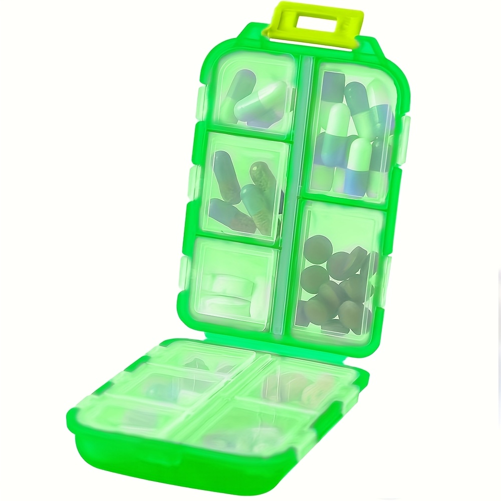 Travel Pill Organizer, 10-Compartment Compact Case