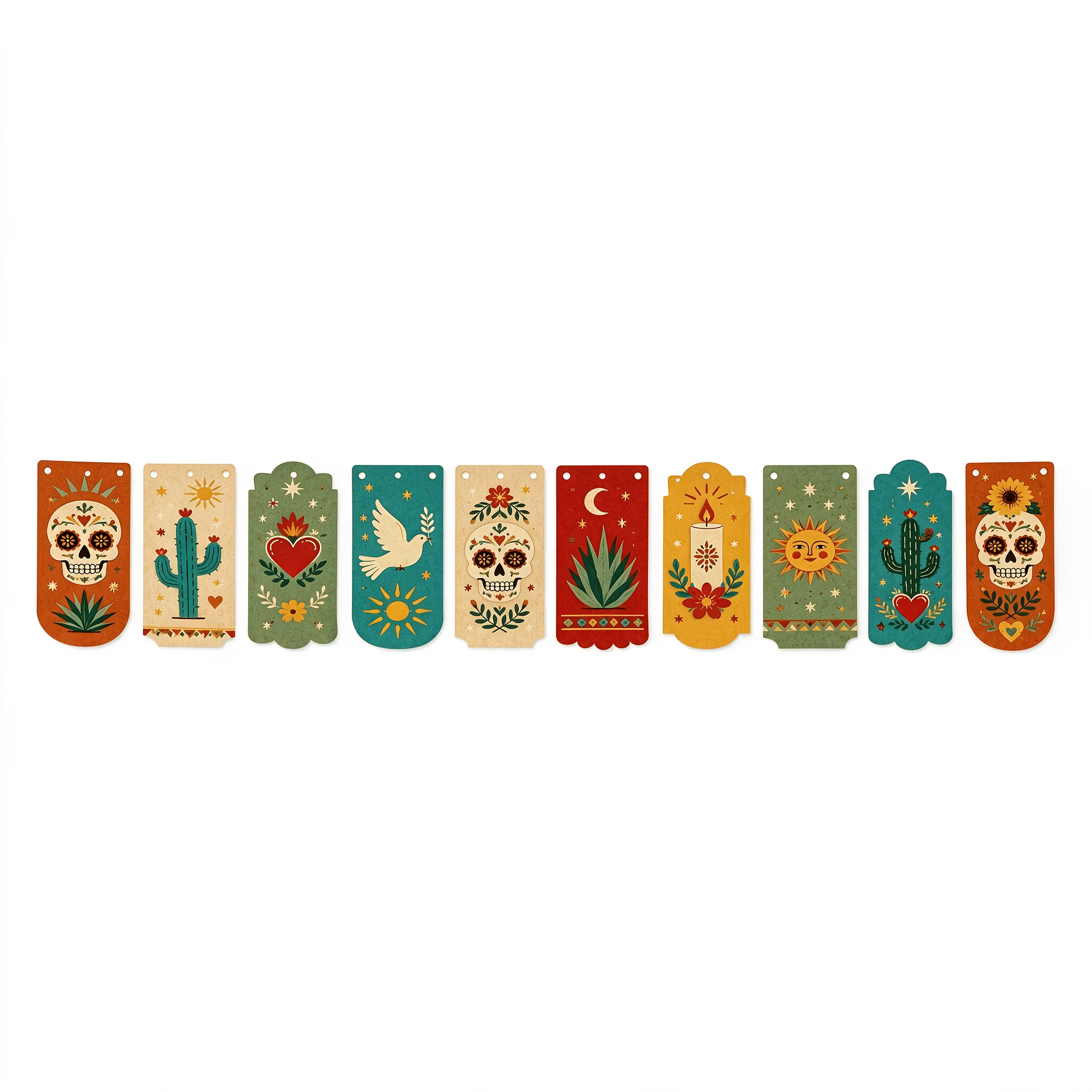 TEMU 10pcs Felt Pull Flag Set With Mexican Including Sugar Doves Sun And Flowers For Festival Decorations Home Interior Office Party Events And
