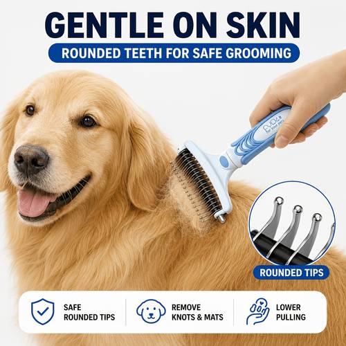 pet detangling comb stainless steel pin comb universal grooming rake comb for medium and large dogs and cats