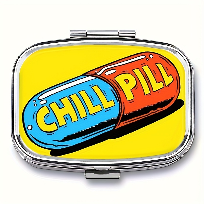 1pc Pill-shaped Metal Medicine Box - Dual Compartment Portable Travel Case, 2-inch Compact Vitamin Storage Box, Portable Handheld Medicine Container