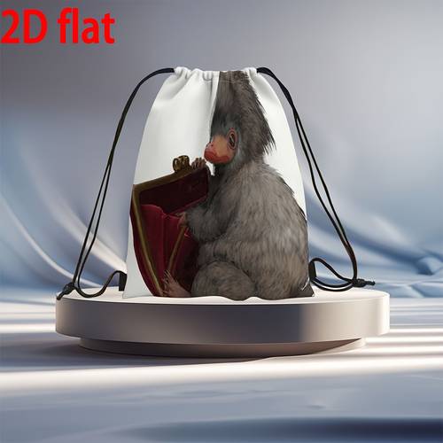portofel tip breloc 2d plat, 1 buc, cu creatură mică de pluș, geantă de sală cu șnur și decor cu model, multifuncțional, depozitare articole de sală, cadou de sărbători pentru familie și prieteni, modă la zi, cadou de ziua de naștere, camping, crăciun, accesoriu portabil de zi cu zi, ușor