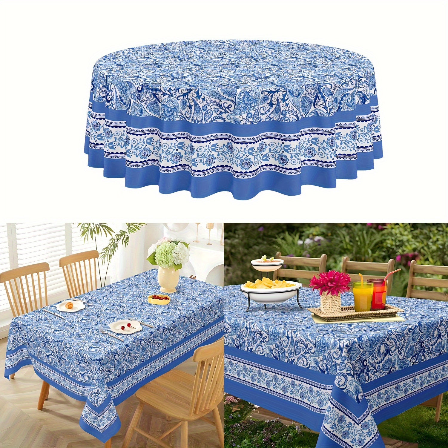 

Vintage Paisley Polyester Tablecloth - Waterproof Machine-woven Round Cover For Thanksgiving, Ideal For Indoor Dining & Home Decor, Fits 4 Seats