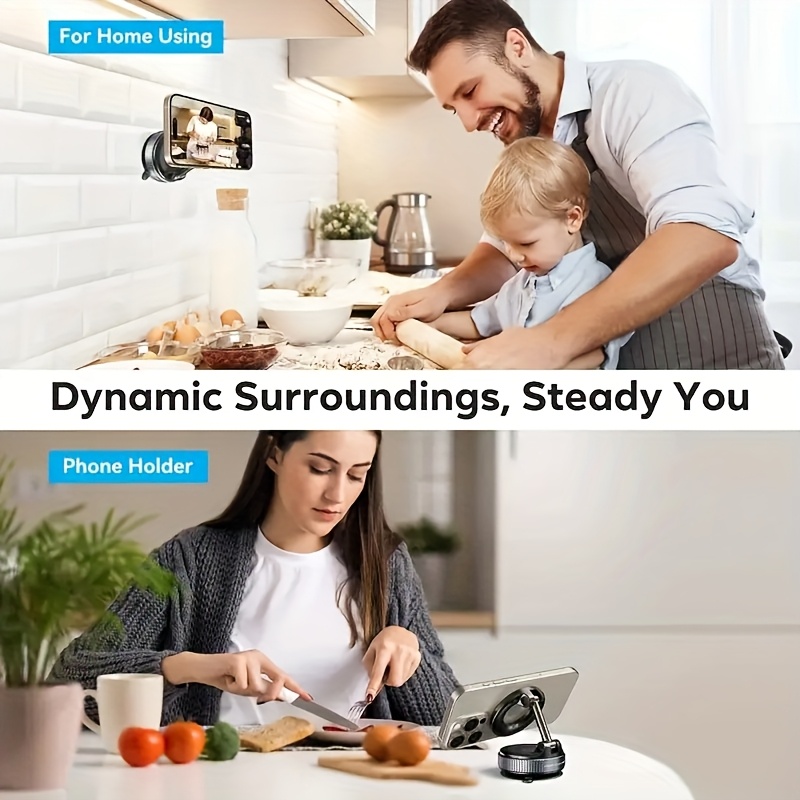 multifunctional vacuum suction phone holder foldable telescopic arm dual sided magnetic attachment adjustable angle and position portable design suitable for car office home use compatible with iphone and   dashboard mounting durable construction   Product details 4