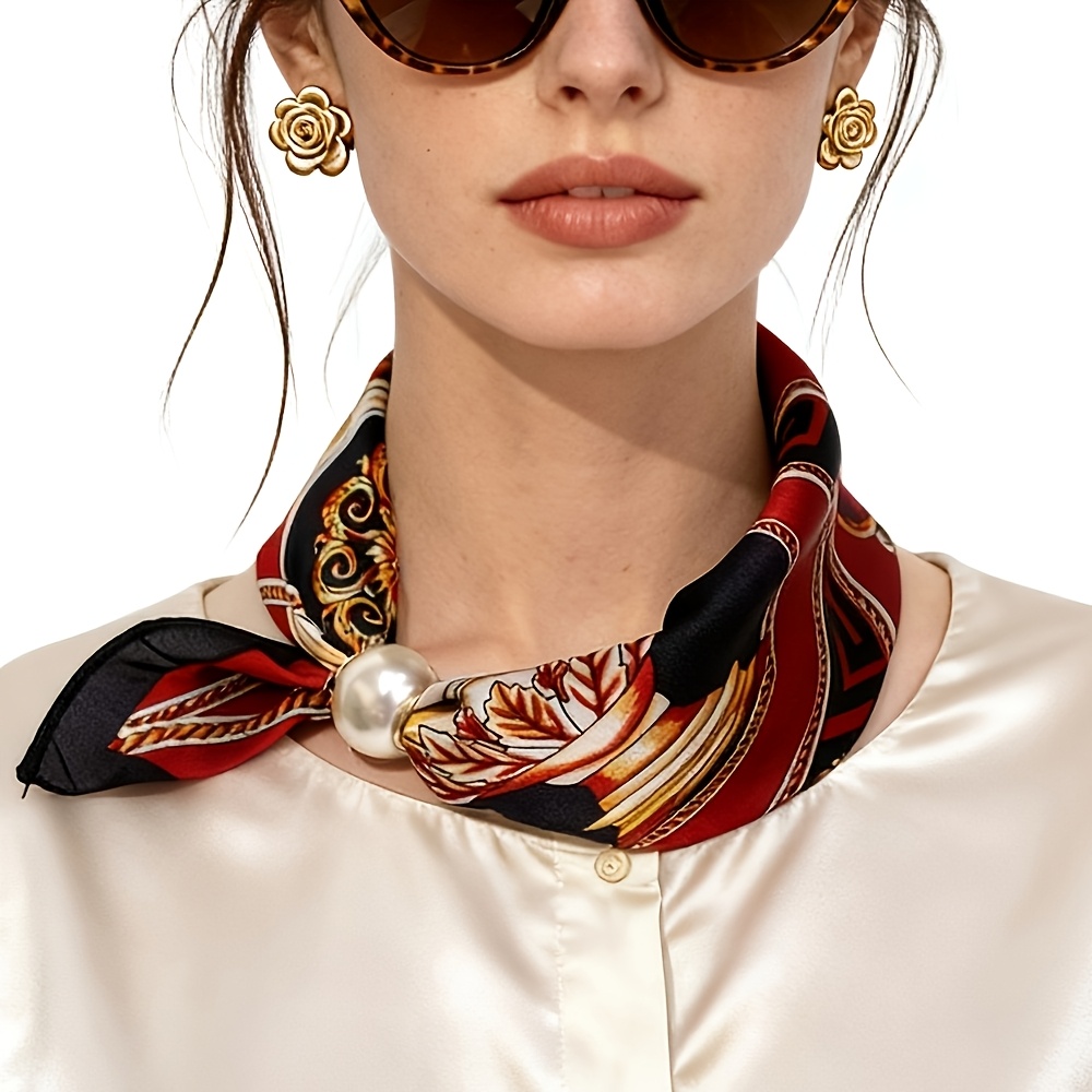 TEMU Style Scarf, Light Luxury Printed Casual Wear Scarf Decor Accessory, Shirt Neckline Decoration Scarf, Scarf, Office Styling Accessory