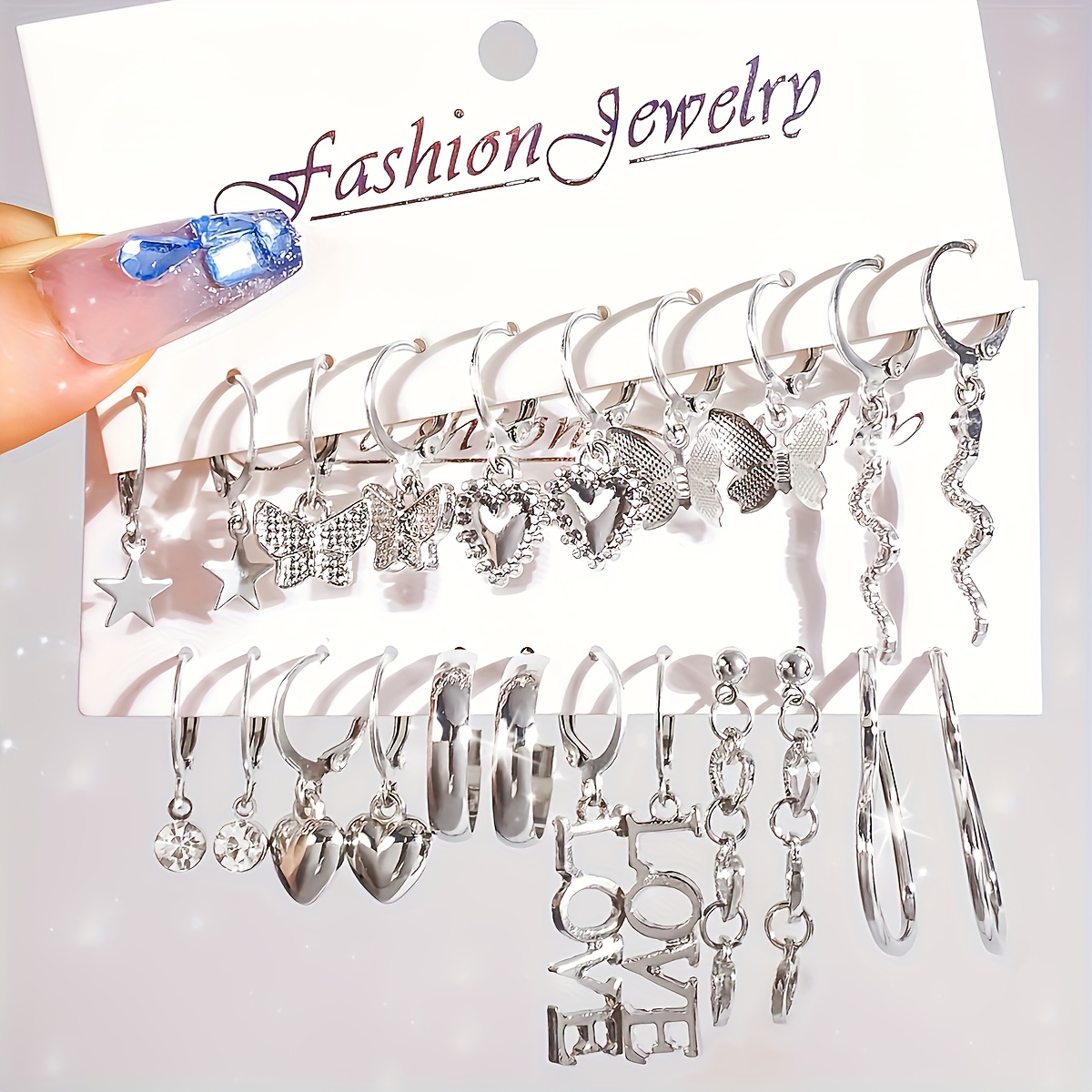 TEMU 22 Piezas/11 de Pendientes Exquisitos con Colgante de LOVE, Juego de Pendientes de Aro con Mariposas y Corazones para Mujeres, Ideales para Uso