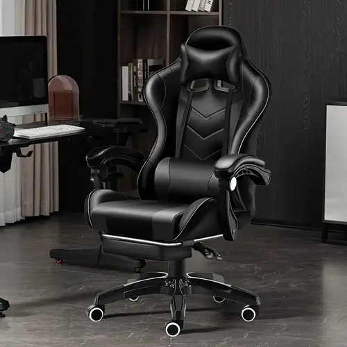 black and red ergonomic office gaming chair with adjustable armrests footrest and lumbar support high back computer chair with cushion metal frame and wooden base for home or office use desk chair