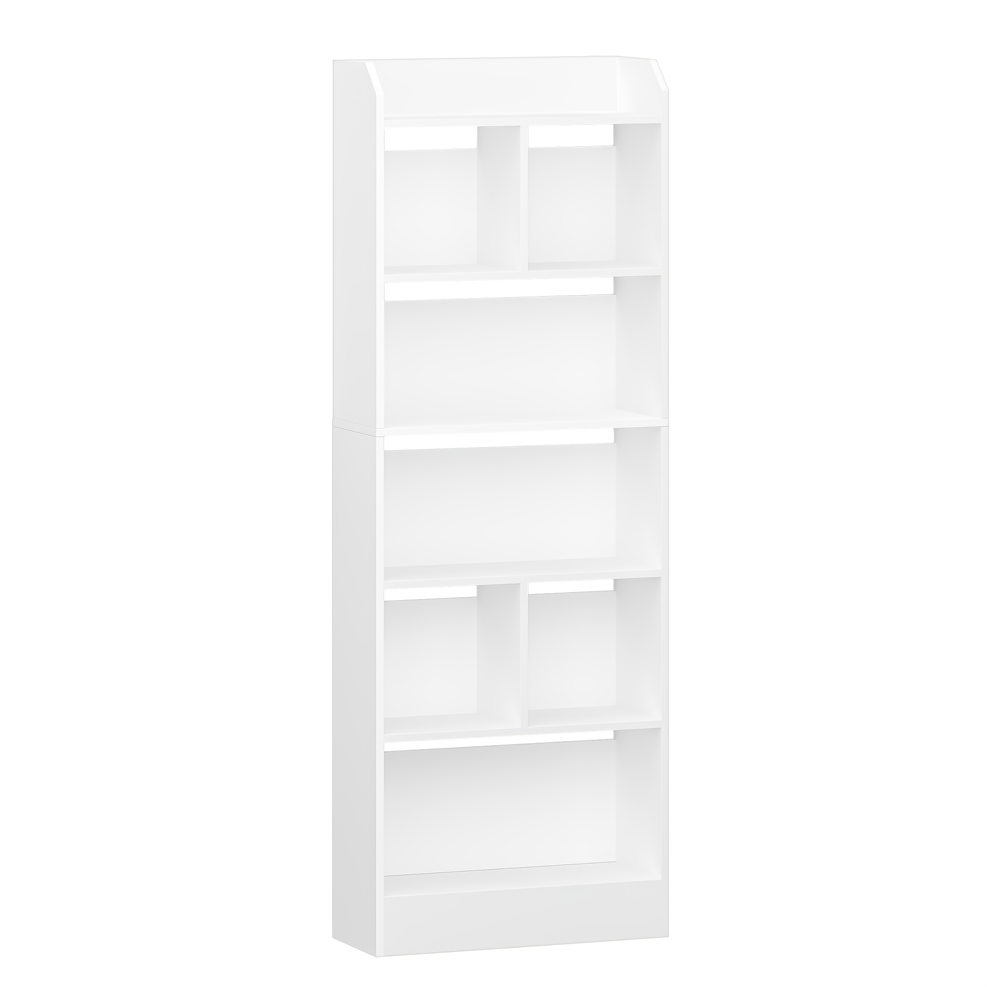 Bookcase, Bookcase, With 6 Compartments, Storage Shelf, Standing Shelf, For Living Room, Office, Bedroom, 24 X 60 X 170 Cm, White, Black