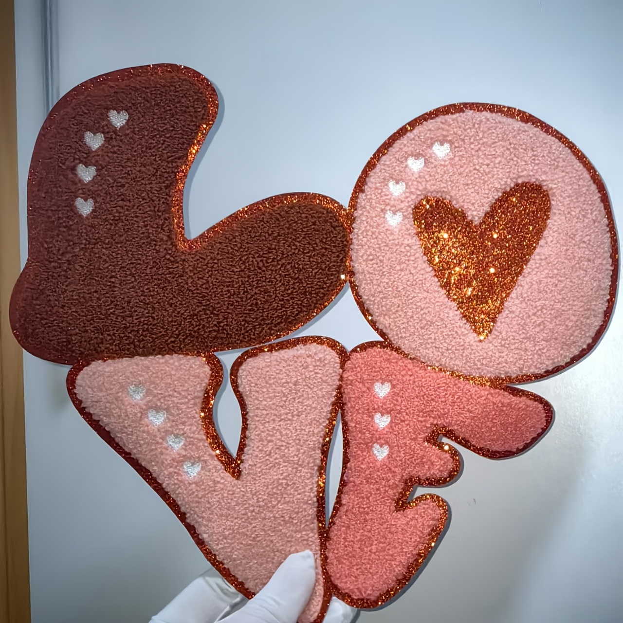 

Valentine's Day Love Pattern Iron-on/sew-on Patch, Chenille Golden , 28cm - Ideal For Clothing, Jackets, Jeans, Bags, Shoes, Hats, , Large Pattern, Iron-on & Sew-on